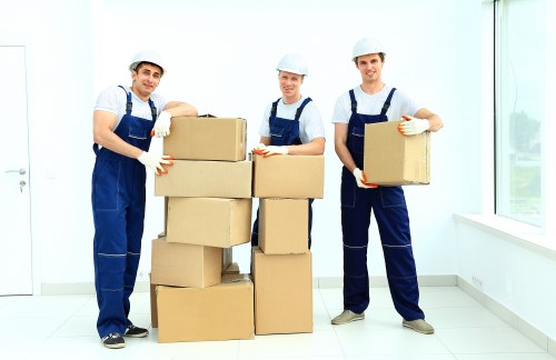 Packed moving boxes ready for a house move in South Kensington