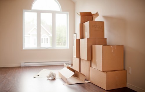 Packing and loading furniture into a removals van in South Kensington