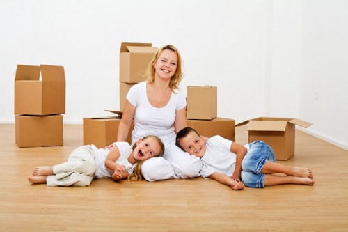 Boxes and belongings prepared for a South Kensington home move