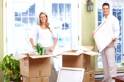 Furniture and boxes being loaded for transport in South Kensington